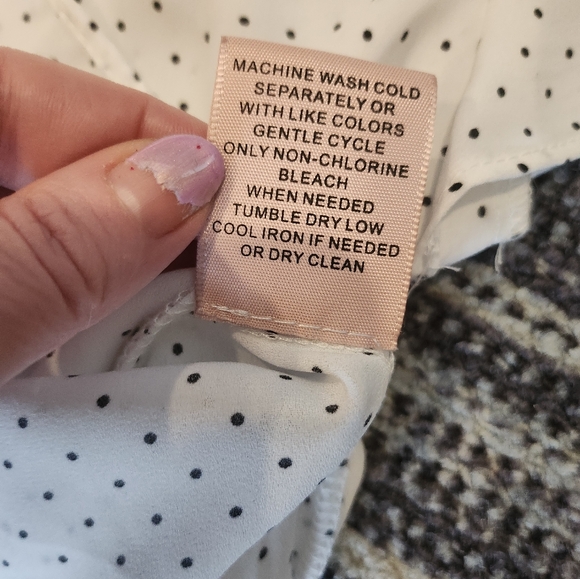 Philosophy White and Black Polkadot Short Sleeve Blouse - Picture 6 of 10